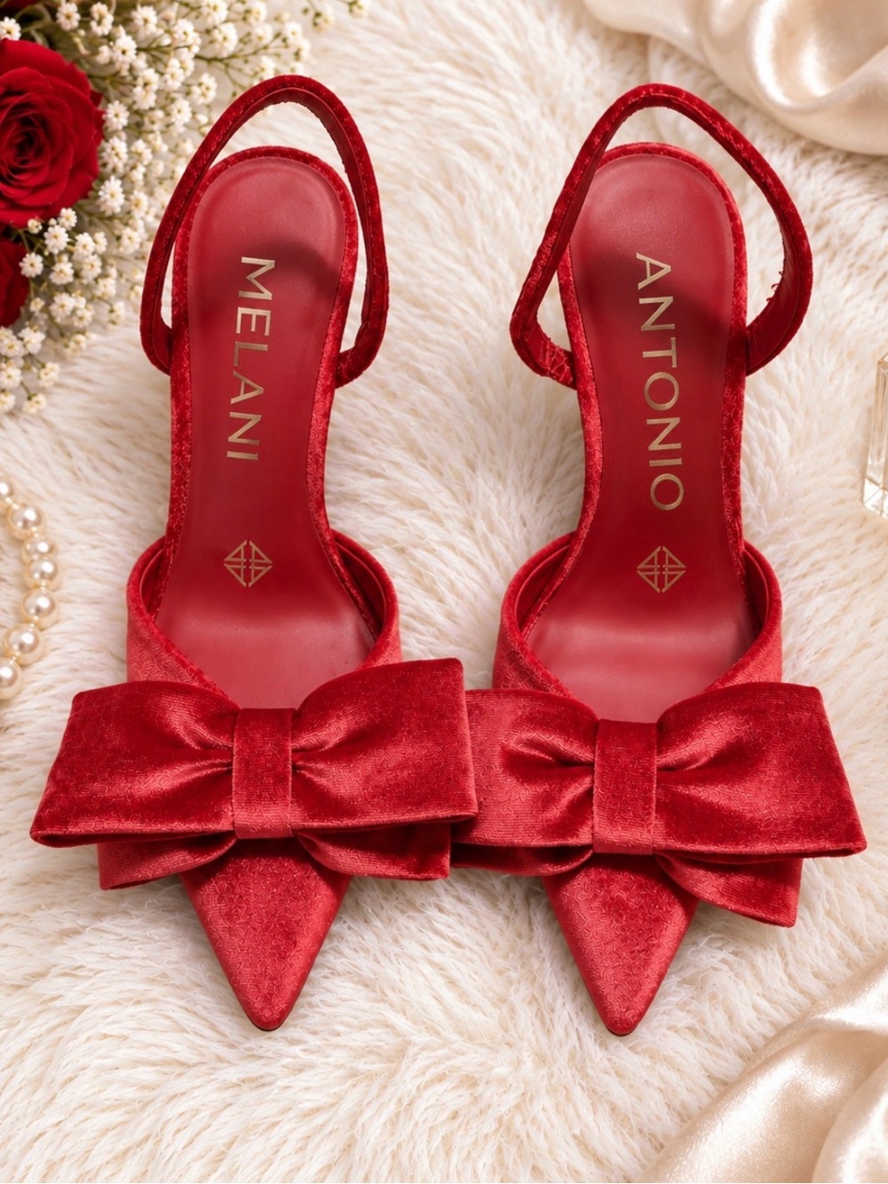 Gentry Velvet Bow Slingback Pumps